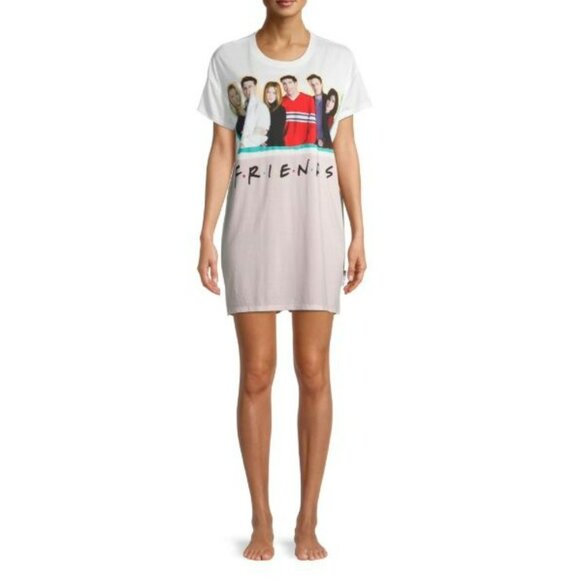 NWT FRIENDS Graphic Print Sleepshirt Women’s XS Short Sleeve Crew Neck Classic - Picture 2 of 3